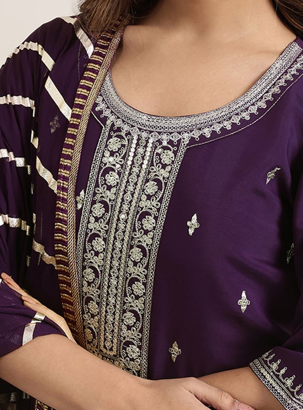LIBAS Embroidered Straight Kurta Set