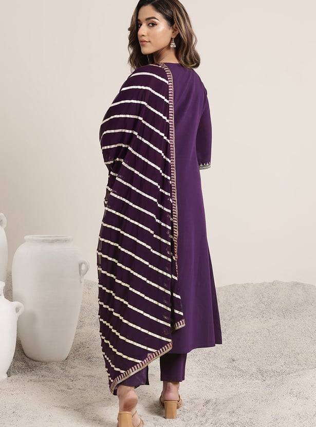 LIBAS Embroidered Straight Kurta Set