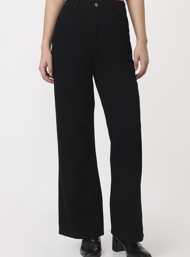 KRAUS Solid Wide Leg Jeans