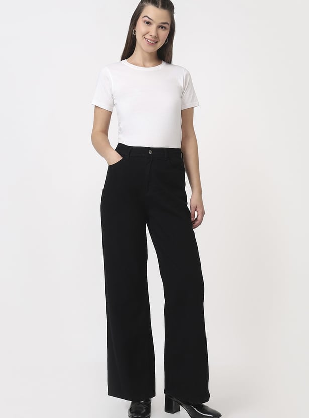 KRAUS Solid Wide Leg Jeans