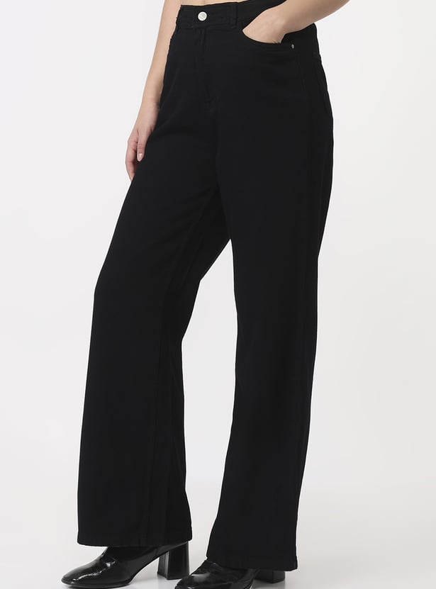 KRAUS Solid Wide Leg Jeans