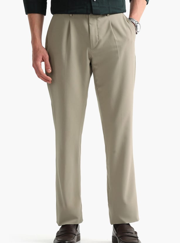 ARROW Solid Slim Straight Formal Trousers