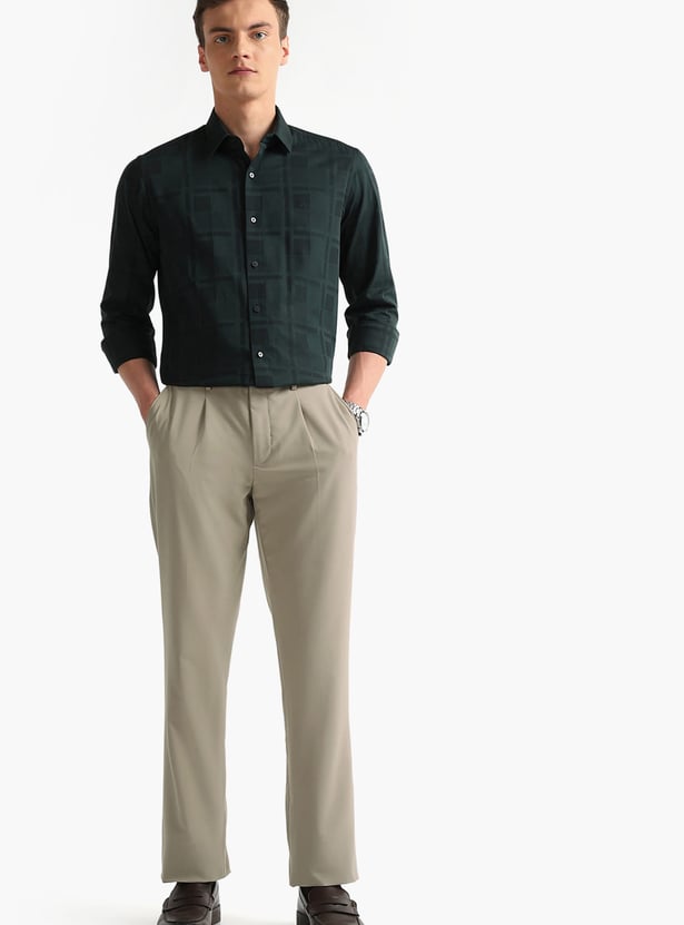 ARROW Solid Slim Straight Formal Trousers