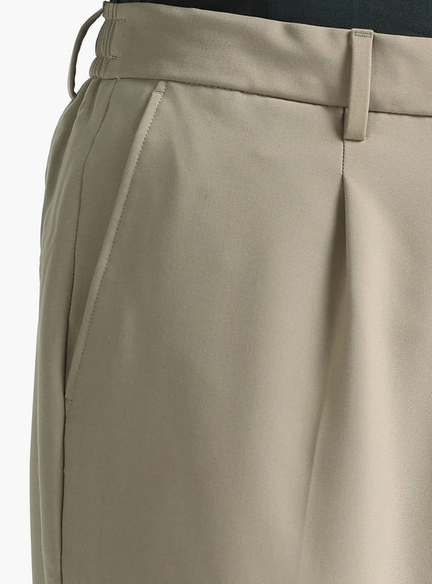 ARROW Solid Slim Straight Formal Trousers