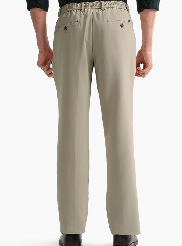 ARROW Solid Slim Straight Formal Trousers
