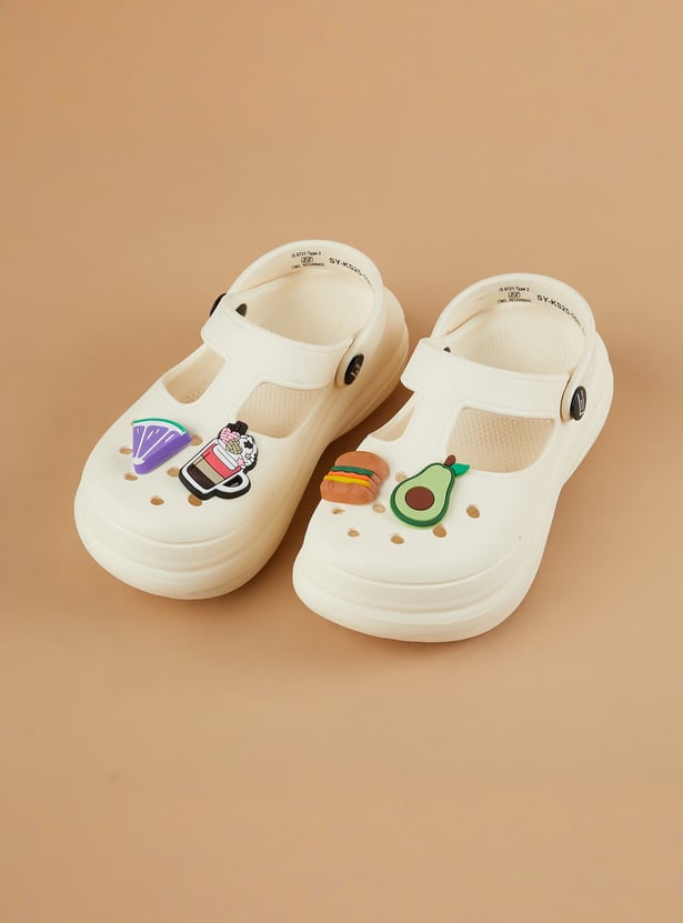 FAME FOREVER Girls T-strap Clogs with Charms