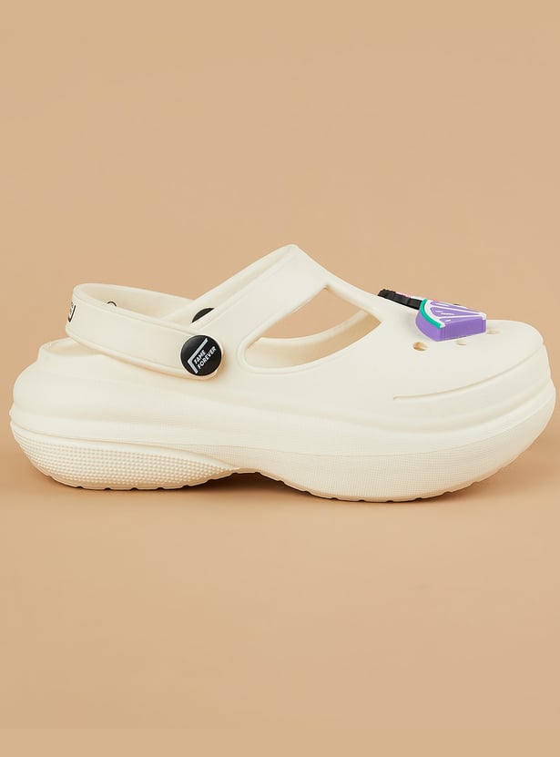 FAME FOREVER Girls T-strap Clogs with Charms