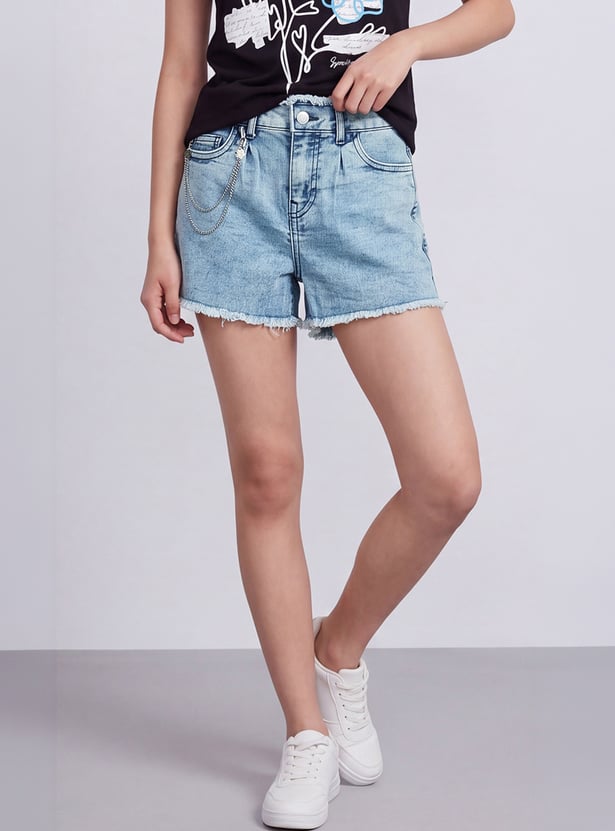 FAME FOREVER Girls Denim Shorts