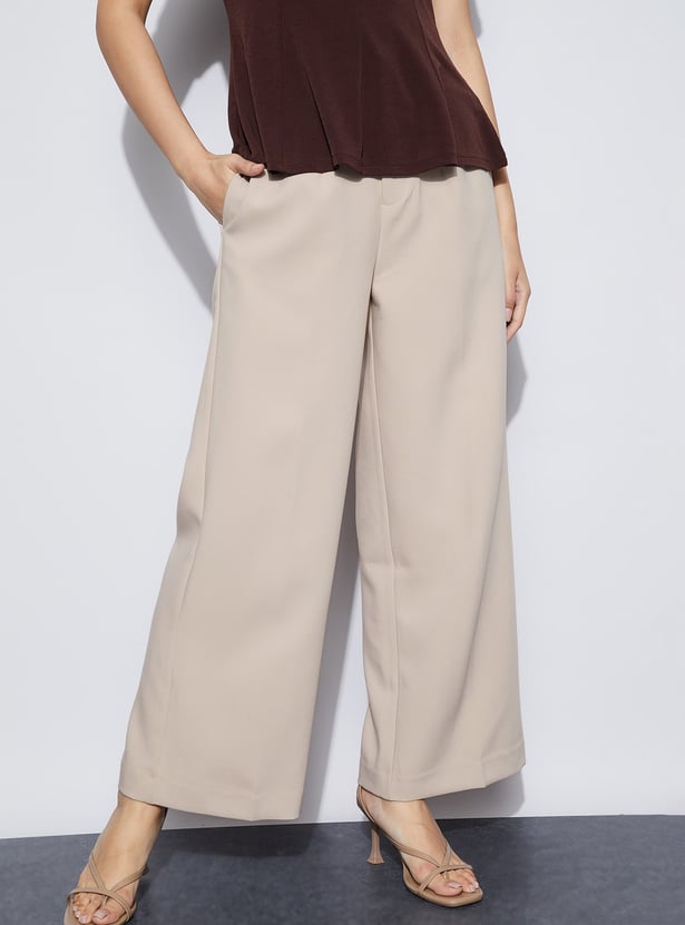CODE Solid Flat Front Trousers