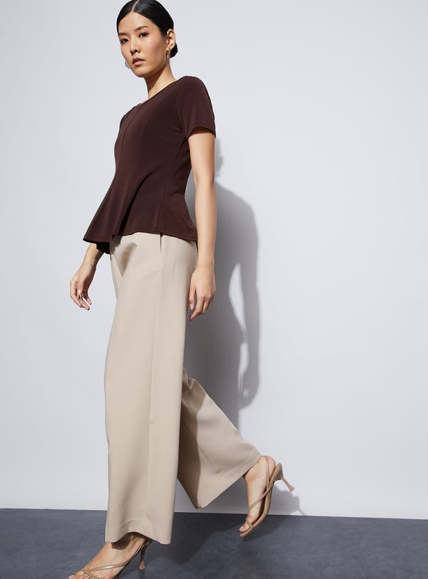 CODE Solid Flat Front Trousers