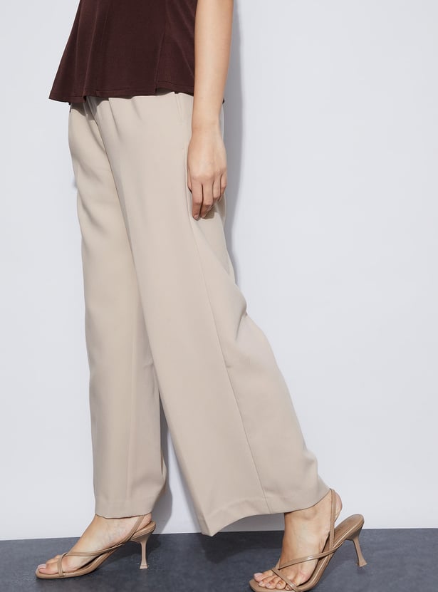 CODE Solid Flat Front Trousers