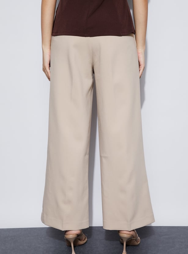 CODE Solid Flat Front Trousers