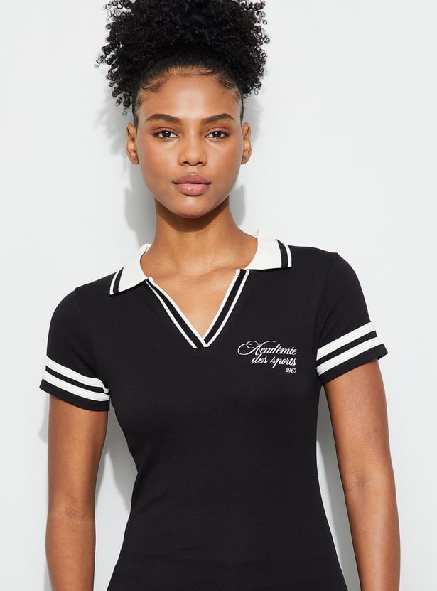 KAPPA T-shirt Dress with Contrast Johnny Collar