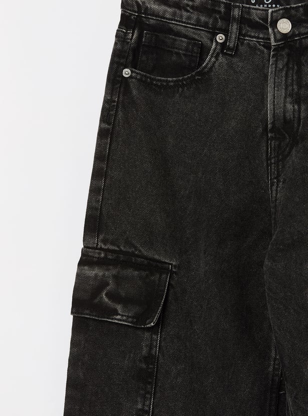 PEPE JEANS Boys Black Used Mid-Rise Comfort Jeans
