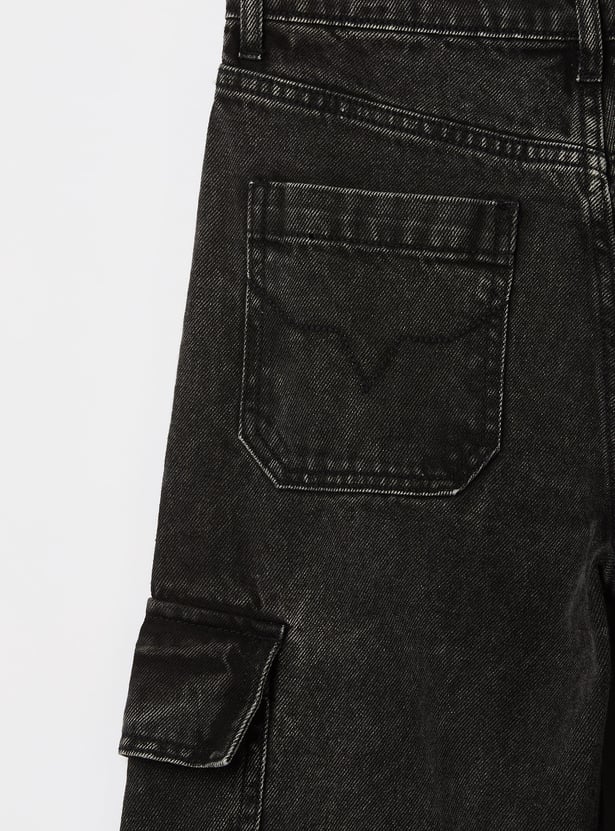 PEPE JEANS Boys Black Used Mid-Rise Comfort Jeans