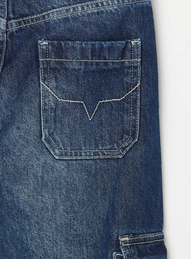PEPE JEANS Boys Dark Wash Comfort Cargo Jeans