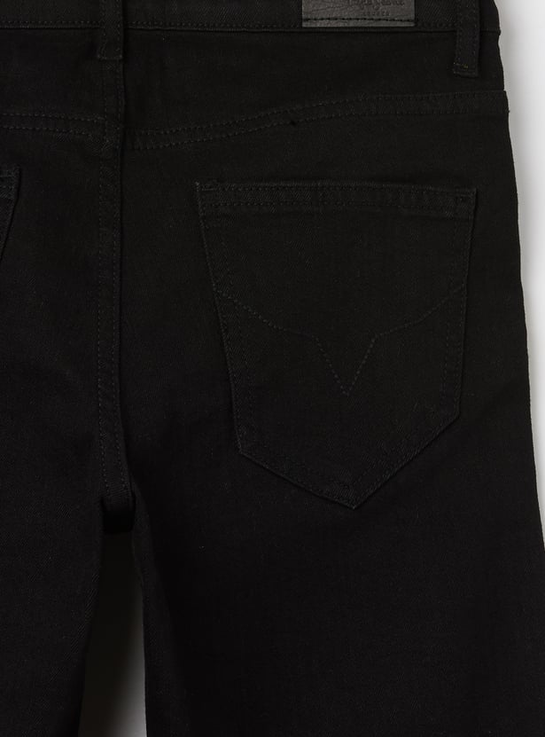 PEPE JEANS Boys Black Used Mid-Rise Regular Jeans