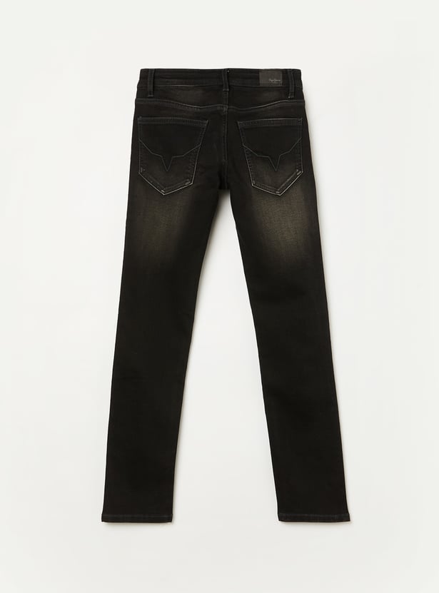 PEPE JEANS Boys Black Tinted Slim Fit Jeans
