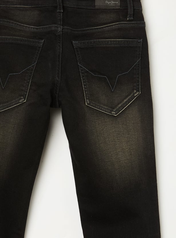 PEPE JEANS Boys Black Tinted Slim Fit Jeans