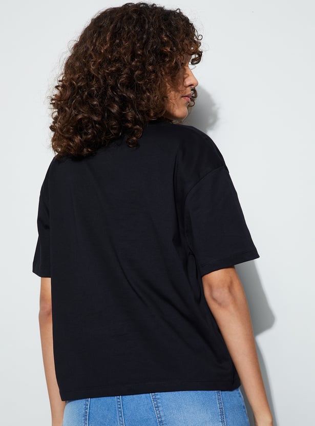 FAME FOREVER Metallic Print T-shirt