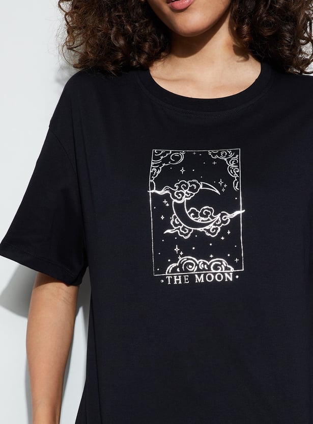 FAME FOREVER Metallic Print T-shirt