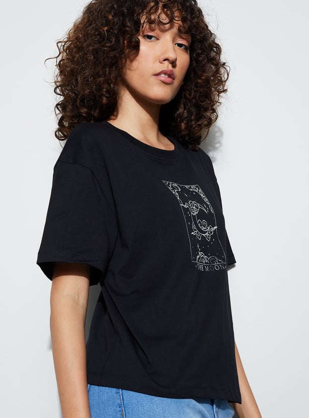 FAME FOREVER Metallic Print T-shirt