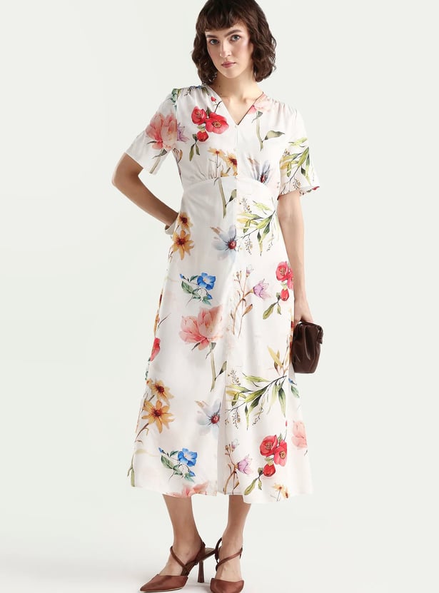 RAREISM Floral Print A-line Midi Dress