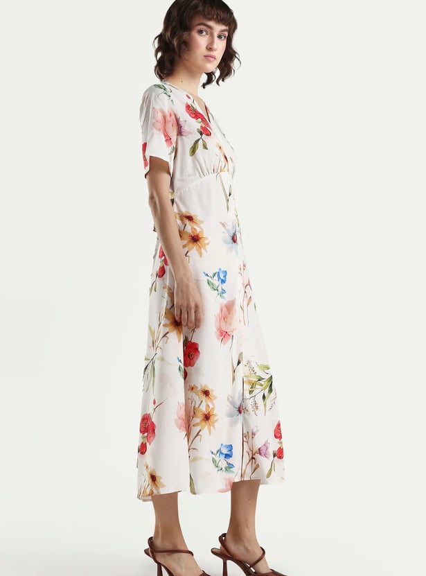 RAREISM Floral Print A-line Midi Dress