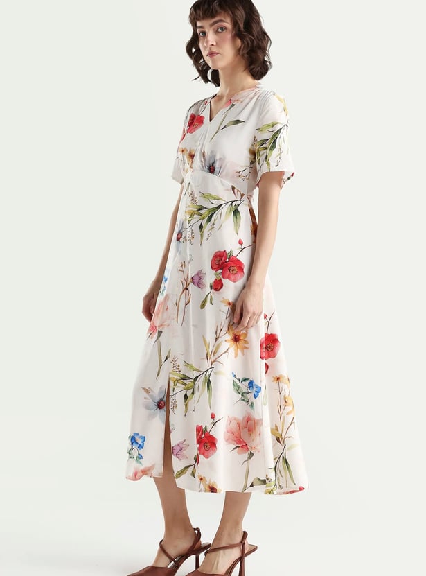 RAREISM Floral Print A-line Midi Dress
