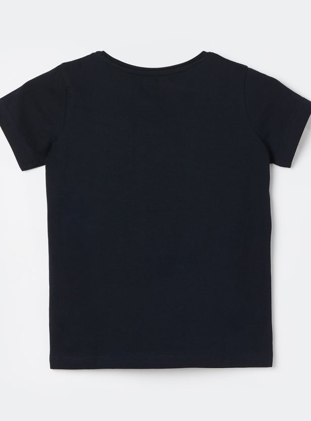FAME FOREVER Girls Metallic Print T-shirt