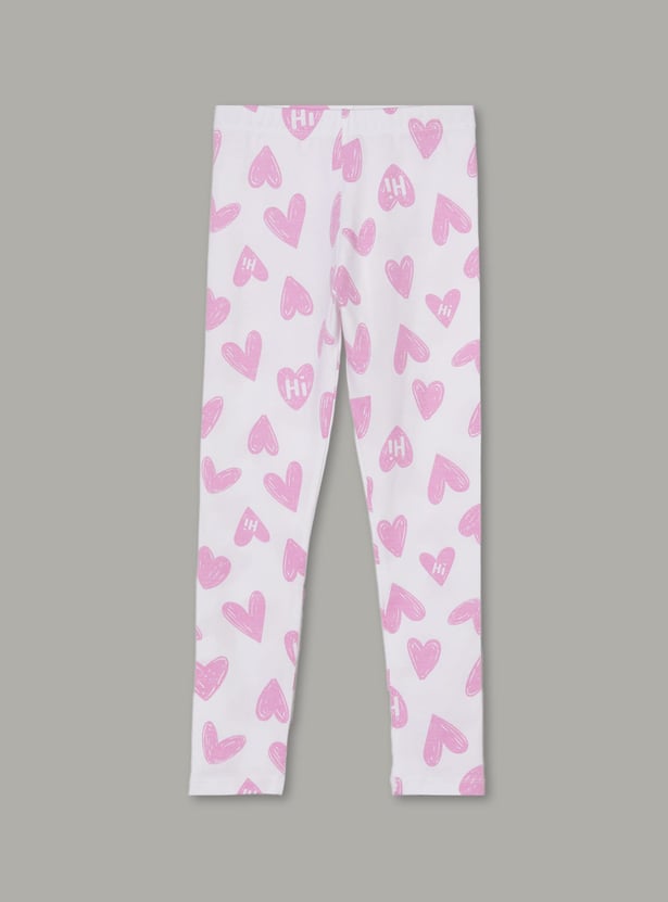 FAME FOREVER Girls Heart Print Leggings