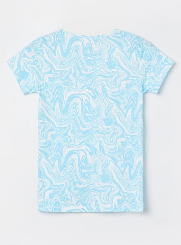 FAME FOREVER Girls Marble Print T-shirt