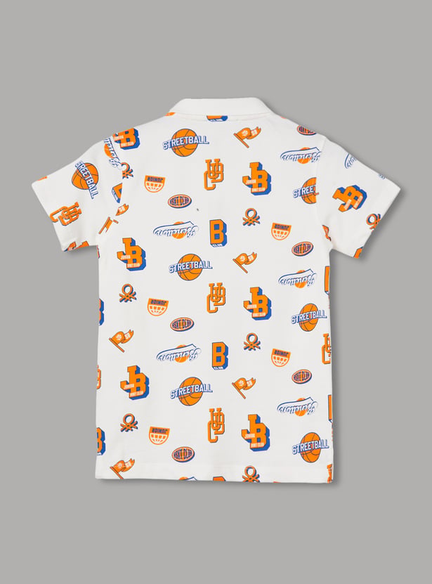 UNITED COLORS OF BENETTON Boys Basketball Print Polo T-shirt