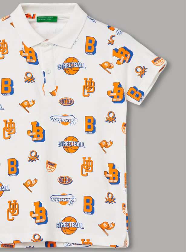 UNITED COLORS OF BENETTON Boys Basketball Print Polo T-shirt