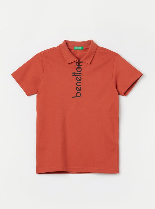 UNITED COLORS OF BENETTON Boys Typographic Print Polo T-shirt