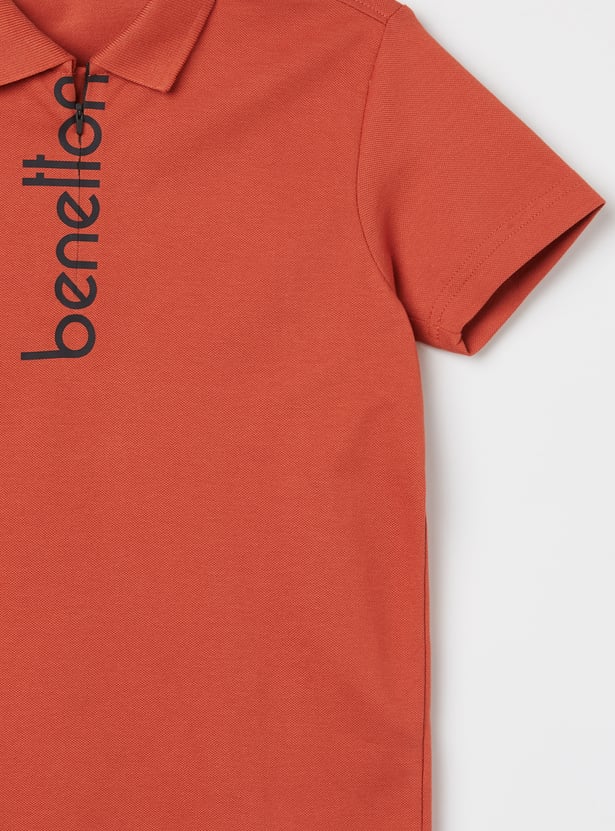 UNITED COLORS OF BENETTON Boys Typographic Print Polo T-shirt