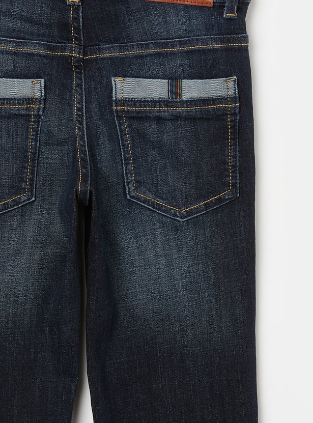 UNITED COLORS OF BENETTON Boys Medium Wash Regular Heavy Distress Jeans