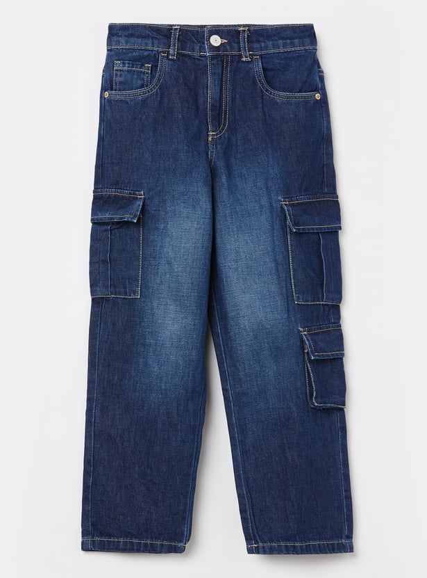 UNITED COLORS OF BENETTON Boys Light Wash Regular Cargo Jeans
