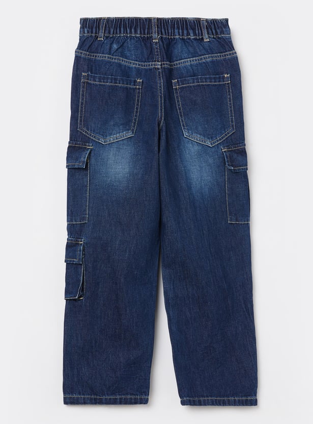 UNITED COLORS OF BENETTON Boys Light Wash Regular Cargo Jeans