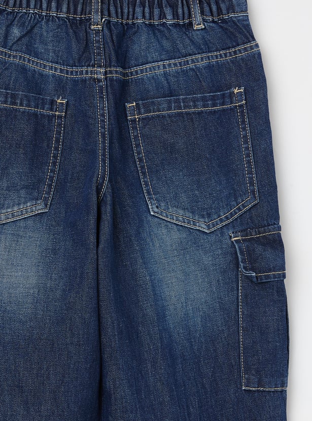UNITED COLORS OF BENETTON Boys Light Wash Regular Cargo Jeans