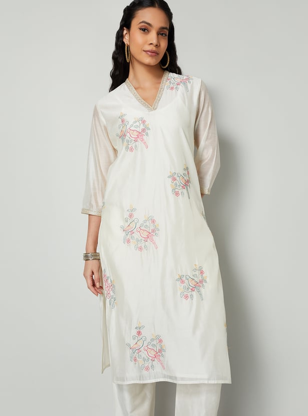 MELANGE Embroidered Straight Kurta
