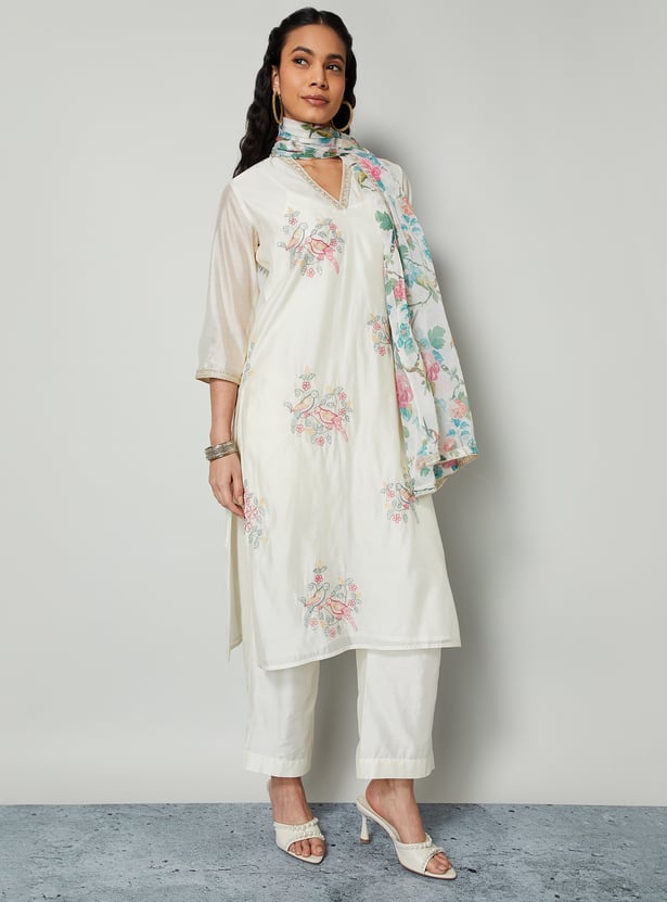MELANGE Embroidered Straight Kurta