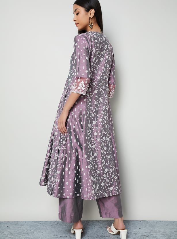 MELANGE Floral Print A-Line Kurta