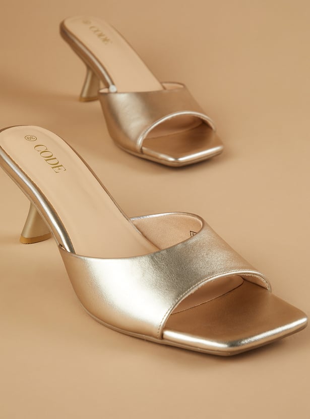 CODE Embossed Spool Heels