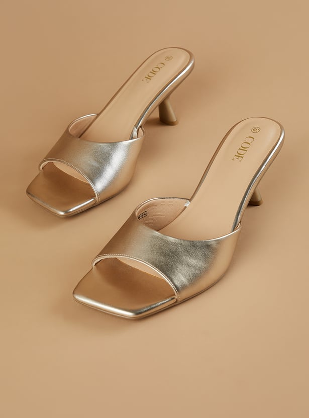 CODE Embossed Spool Heels