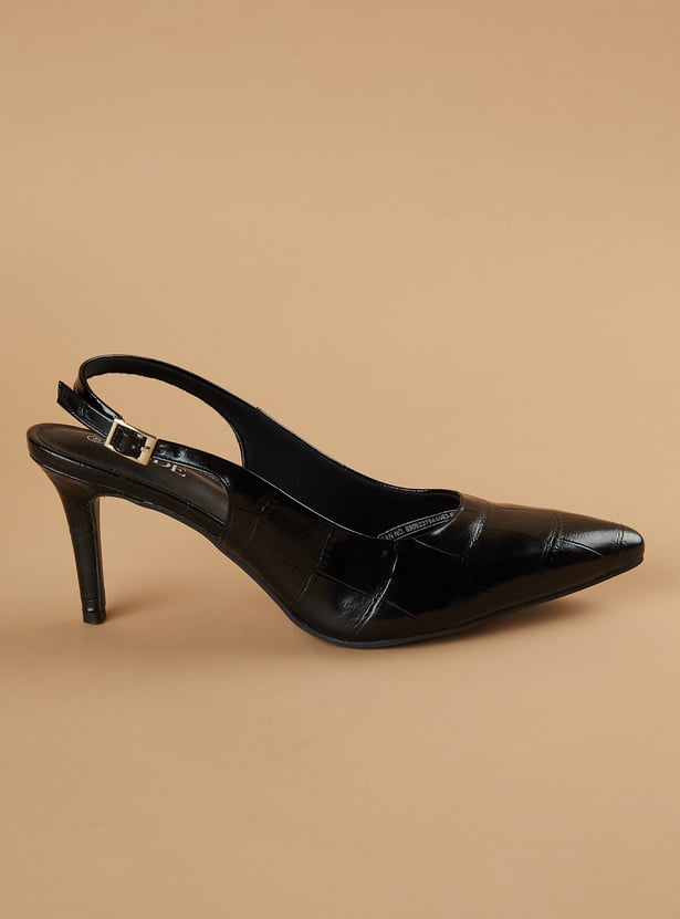 CODE Embossed Stiletto Heels
