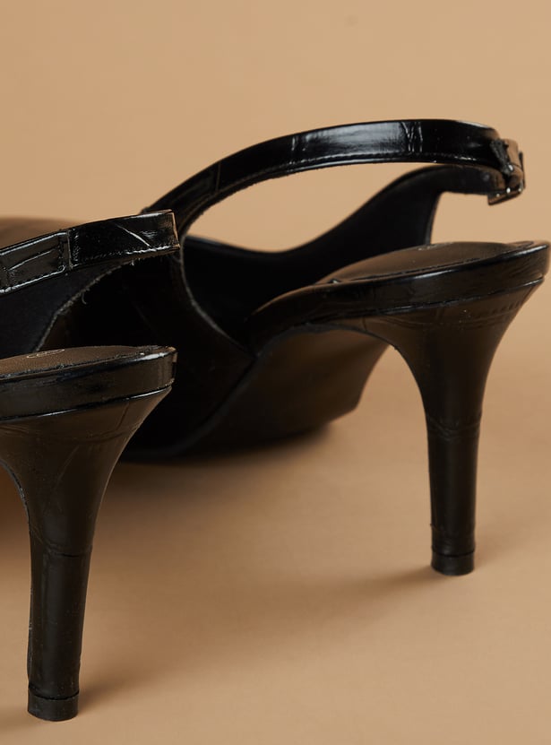 CODE Embossed Stiletto Heels