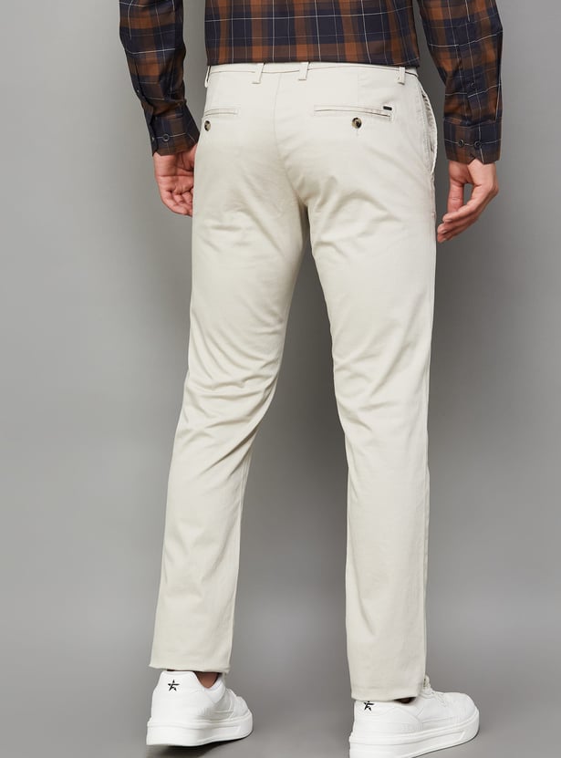 INDIAN TERRAIN Solid Brooklyn Trousers (Slim Straight)