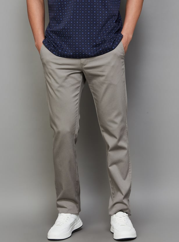 INDIAN TERRAIN Solid Brooklyn Trousers (Slim Straight)