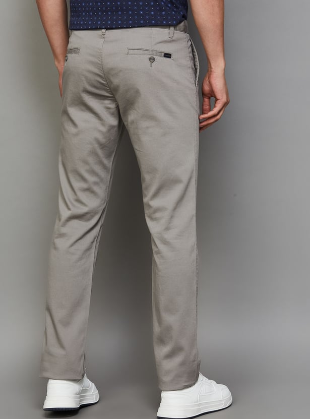 INDIAN TERRAIN Solid Brooklyn Trousers (Slim Straight)